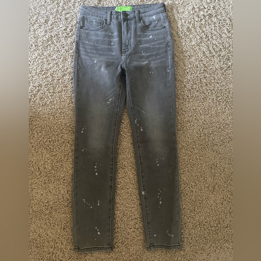 NWT Free People x Sandrine Rose Denim jeans gray, paint splatter fits 26-27”